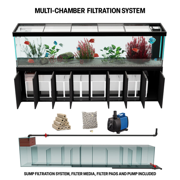 Aqua Dream Fish Tank 600 Gallon Aquarium Tempered Glass Black