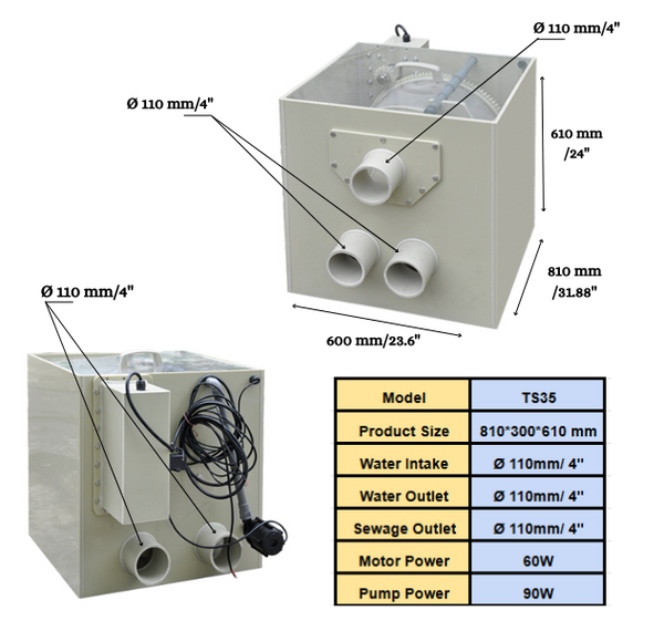Pond Submerged Macro Drum Filter For Koi Ponds Filters Ponds Up To 35 Tons At 9,415 GPH