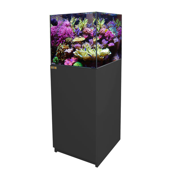 63 Gallon Coral Reef Aquarium Ultra Clear Glass Tank & Built in Sump All Black