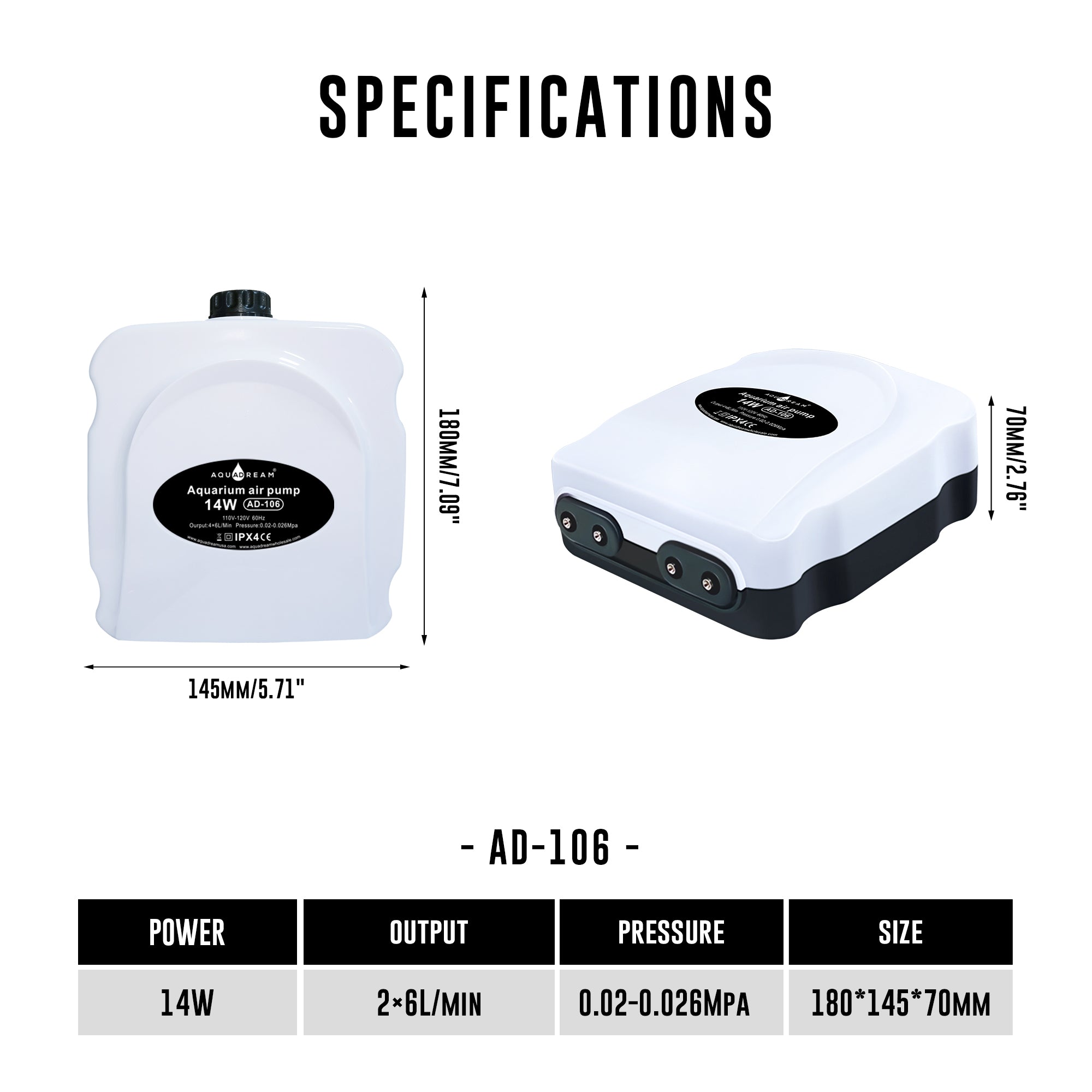 Quiet Air Pump Output 4X95 GPH 4-Outlet Oxygen Aerator Pump for 90-400 Gallons Fish Tank, Oxygen Adjustment