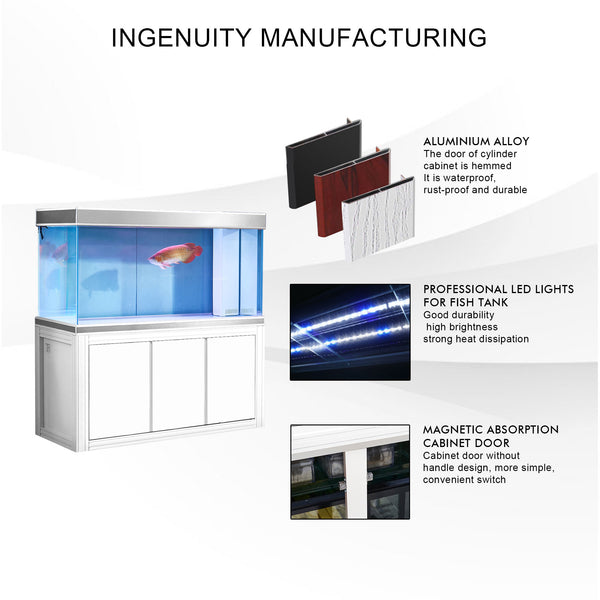 Aqua Dream Tempered Glass Aquarium 260 Gallon Fish Tank White and Silver with Premium Filtration System