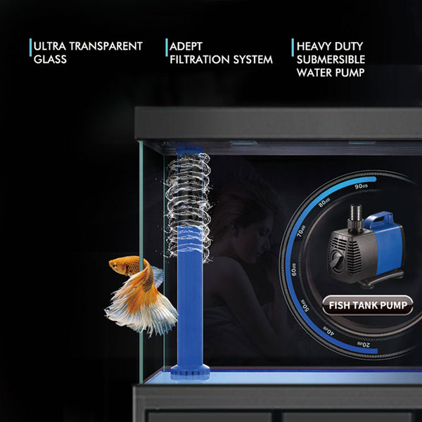Aqua Dream 200 Gallon Aquarium White and Silver with Premium Filtration System