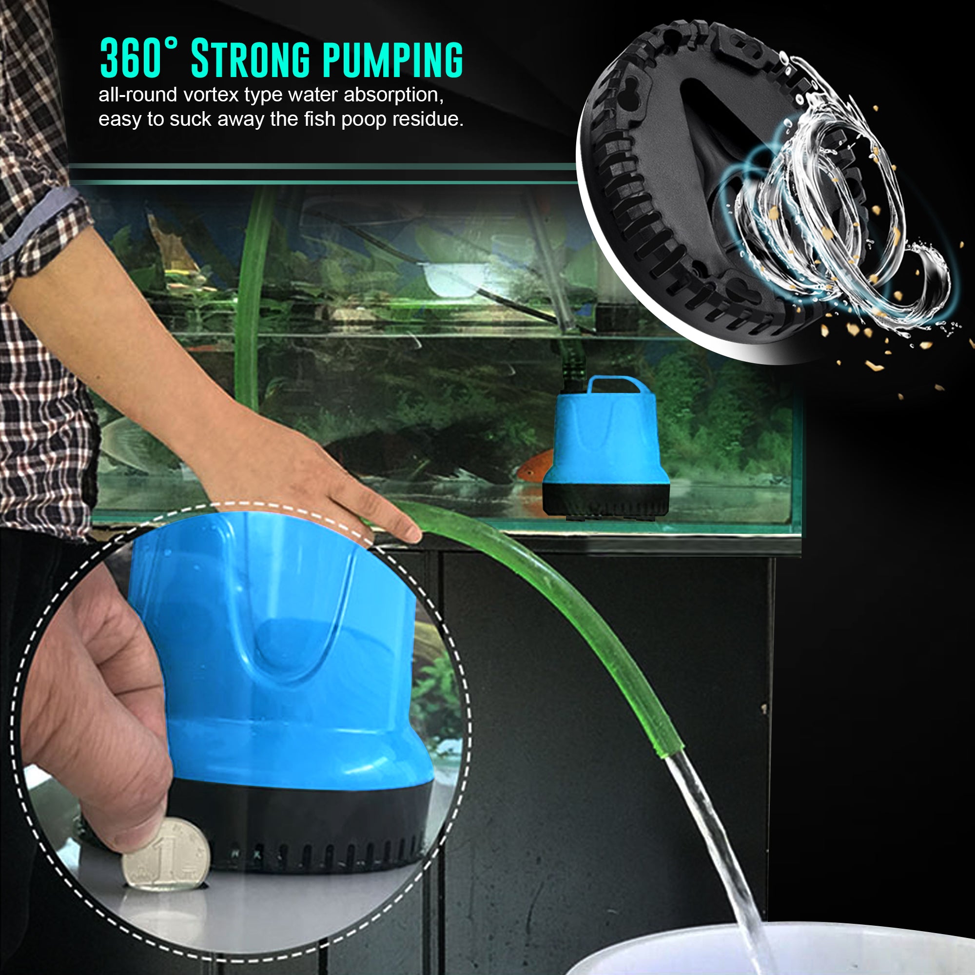 Aqua Dream 396 GPH Bottom Suction Water Pump - 40W Energy Efficient, Low-Suction