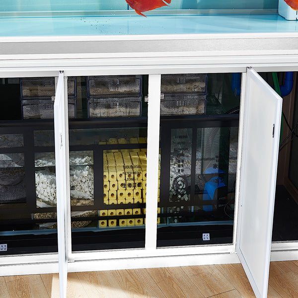 Aqua Dream Tempered Glass Aquarium 260 Gallon Fish Tank White and Silver with Premium Filtration System