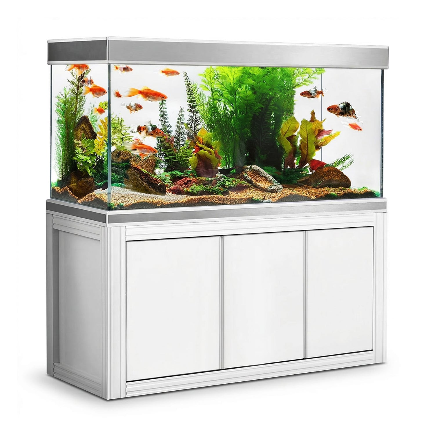 Aqua Dream 145 Gallon Tempered Glass Aquarium White and Silver with Premium Filtration System