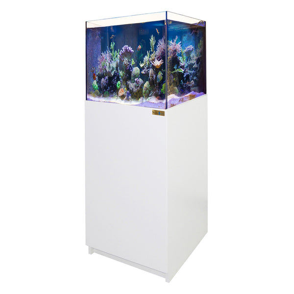 37 Gallon Coral Reef Aquarium Ultra Clear Glass Tank & Built in Sump All White