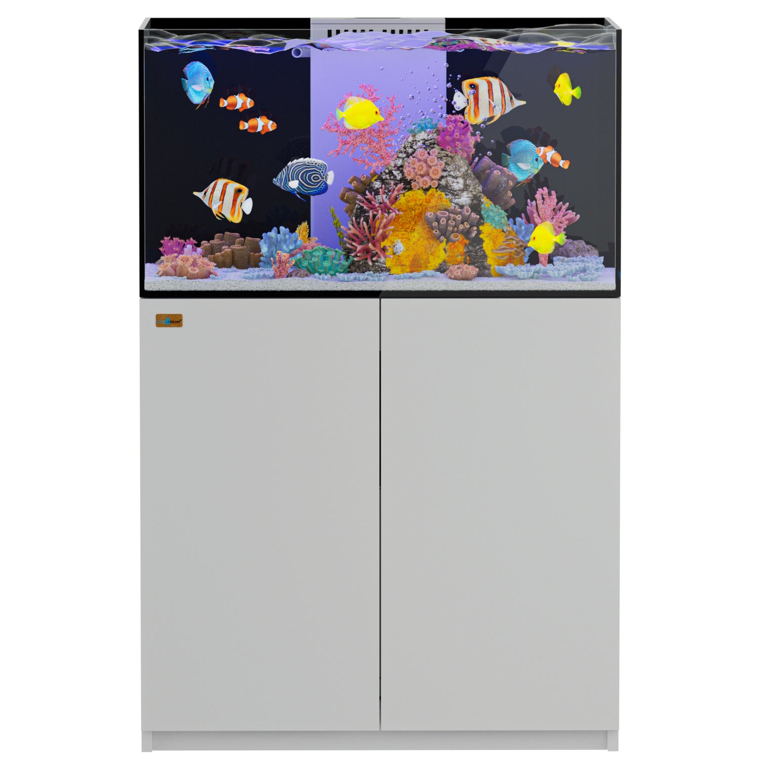 100 Gallon Coral Reef Aquarium Ultra Clear Glass Tank & Built in Sump White