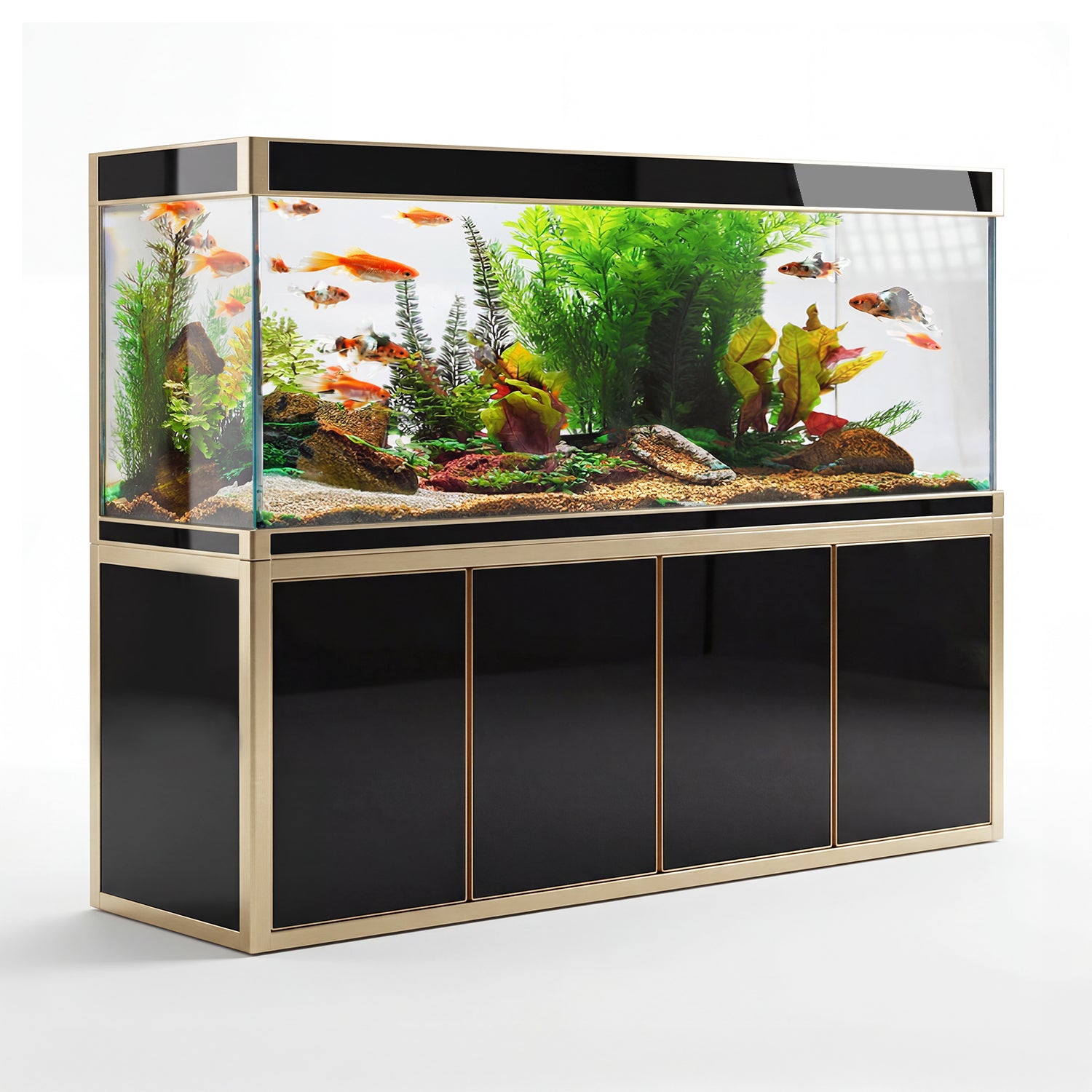 Aqua Dream Fish Tank 220 Gallon Tempered Glass Aquarium Black and Gold