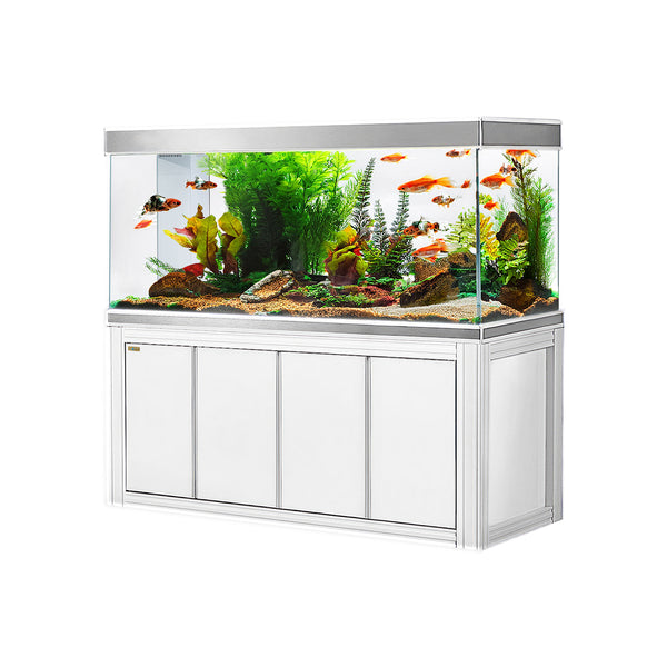 Aqua Dream Tempered Glass Aquarium 260 Gallon Fish Tank White and Silver with Premium Filtration System