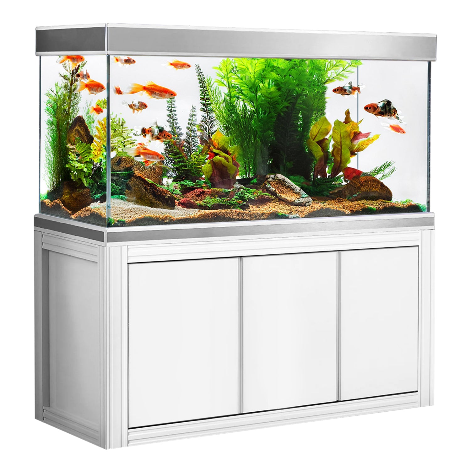 Aqua Dream 145 Gallon Tempered Glass Aquarium White and Silver