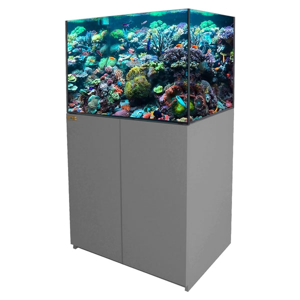 115 Gallon Coral Reef Aquarium Ultra Clear Glass Tank & Built in Sump Silver