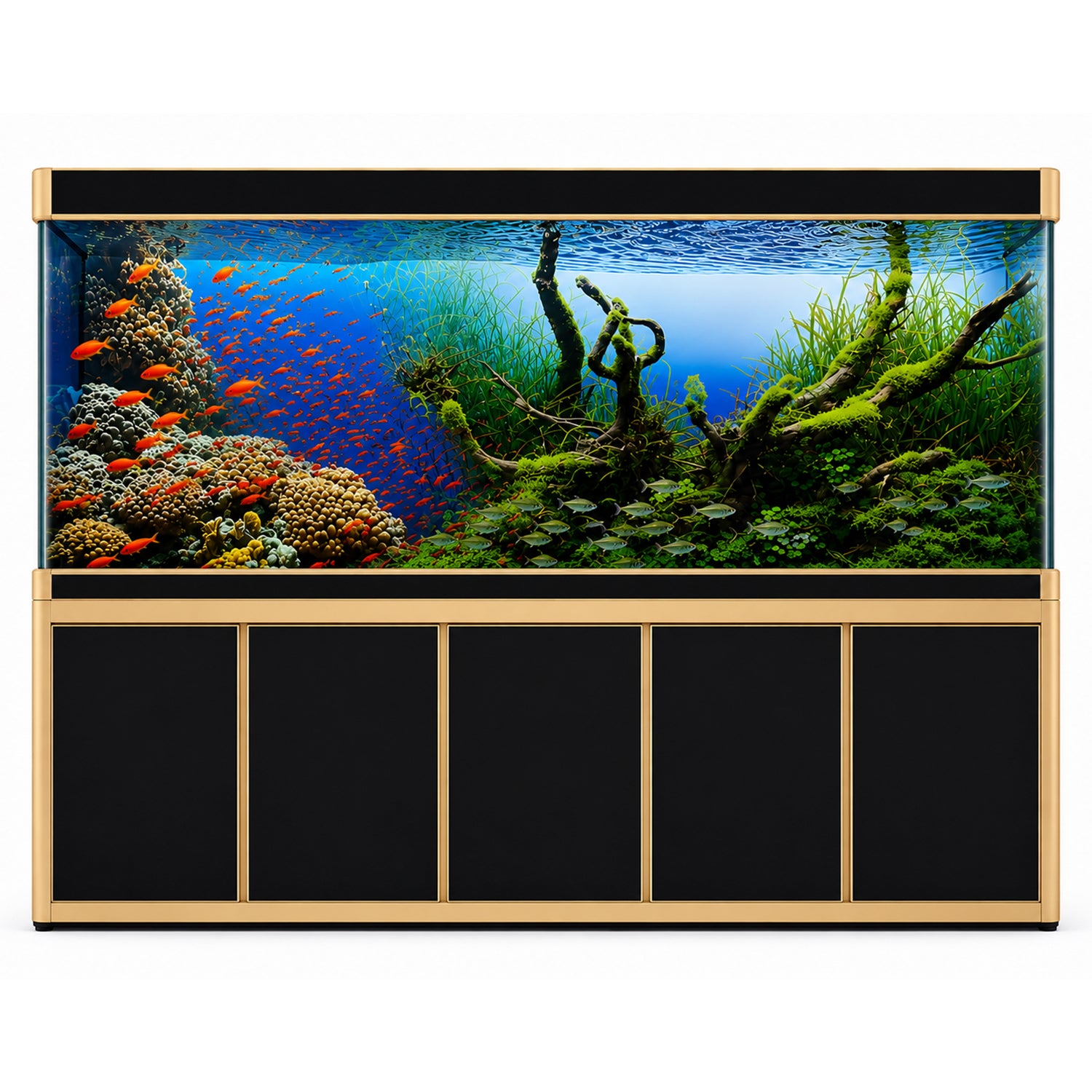 Aqua Dream 400 Gallon Tempered Glass Aquarium Black and Gold  - Updated