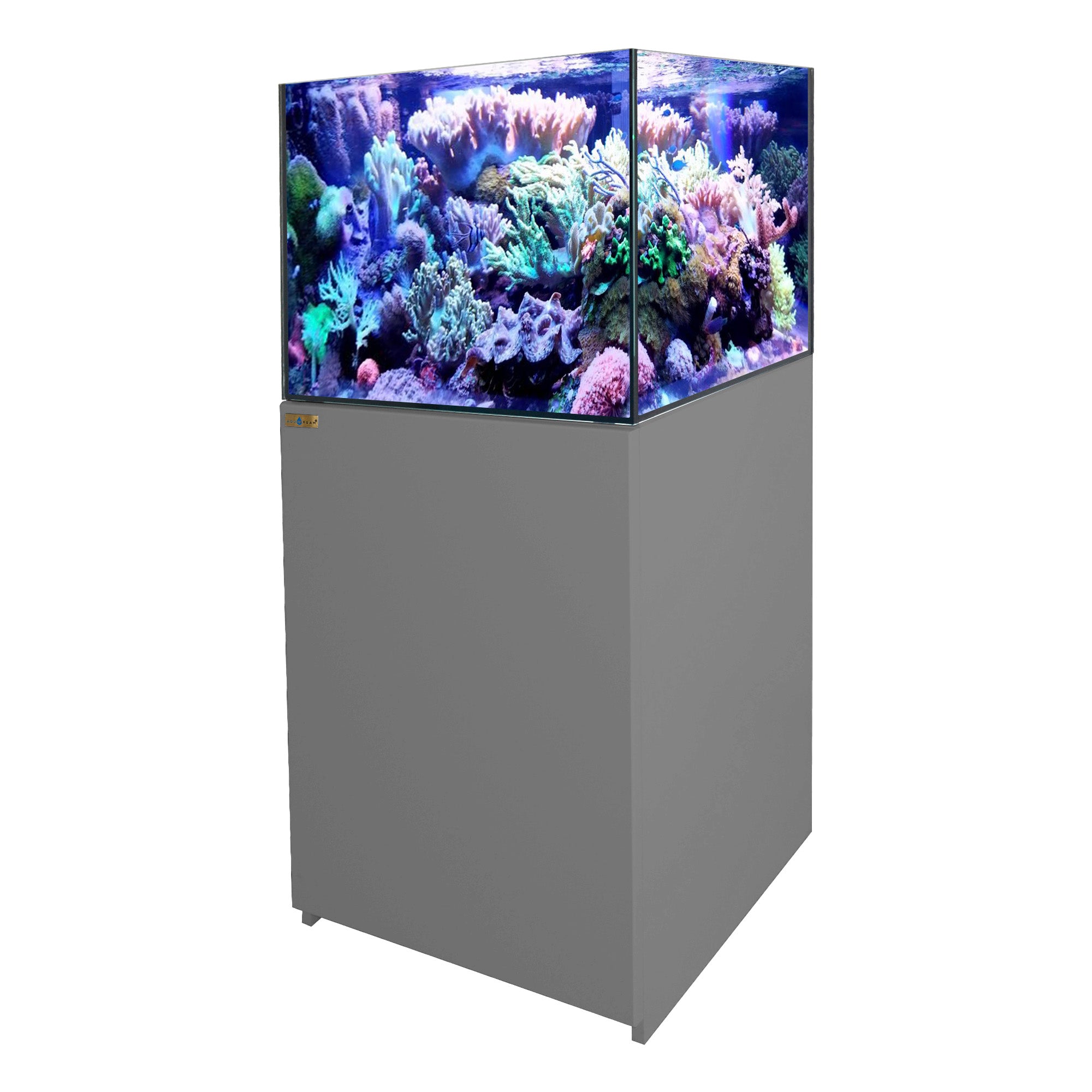 90 Gallon Coral Reef Aquarium Ultra Clear Glass Tank & Built in Sump Silver