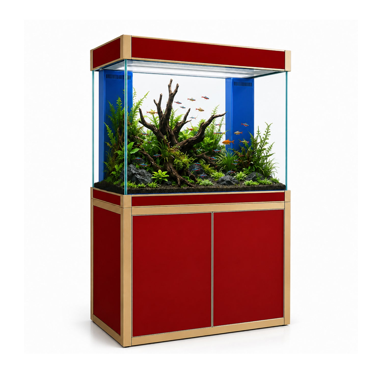 Aqua Dream 100 Gallon Tempered Glass Aquarium Red and Gold