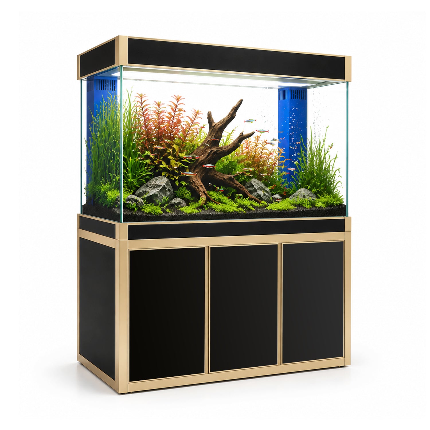 Aqua Dream 135 Gallon Tempered Glass Aquarium Black With Gold