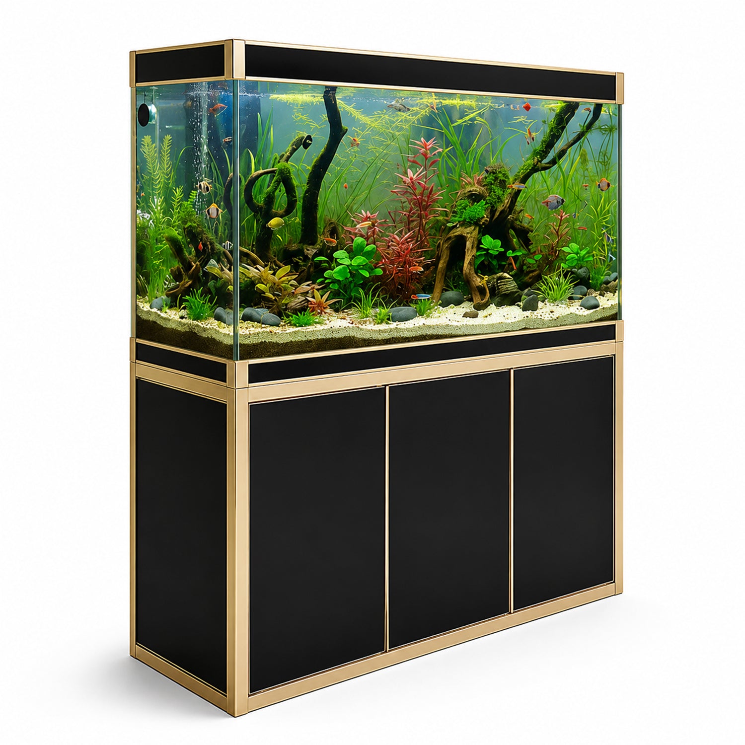 Aqua Dream 175 Gallon Tempered Glass Aquarium Black and Gold