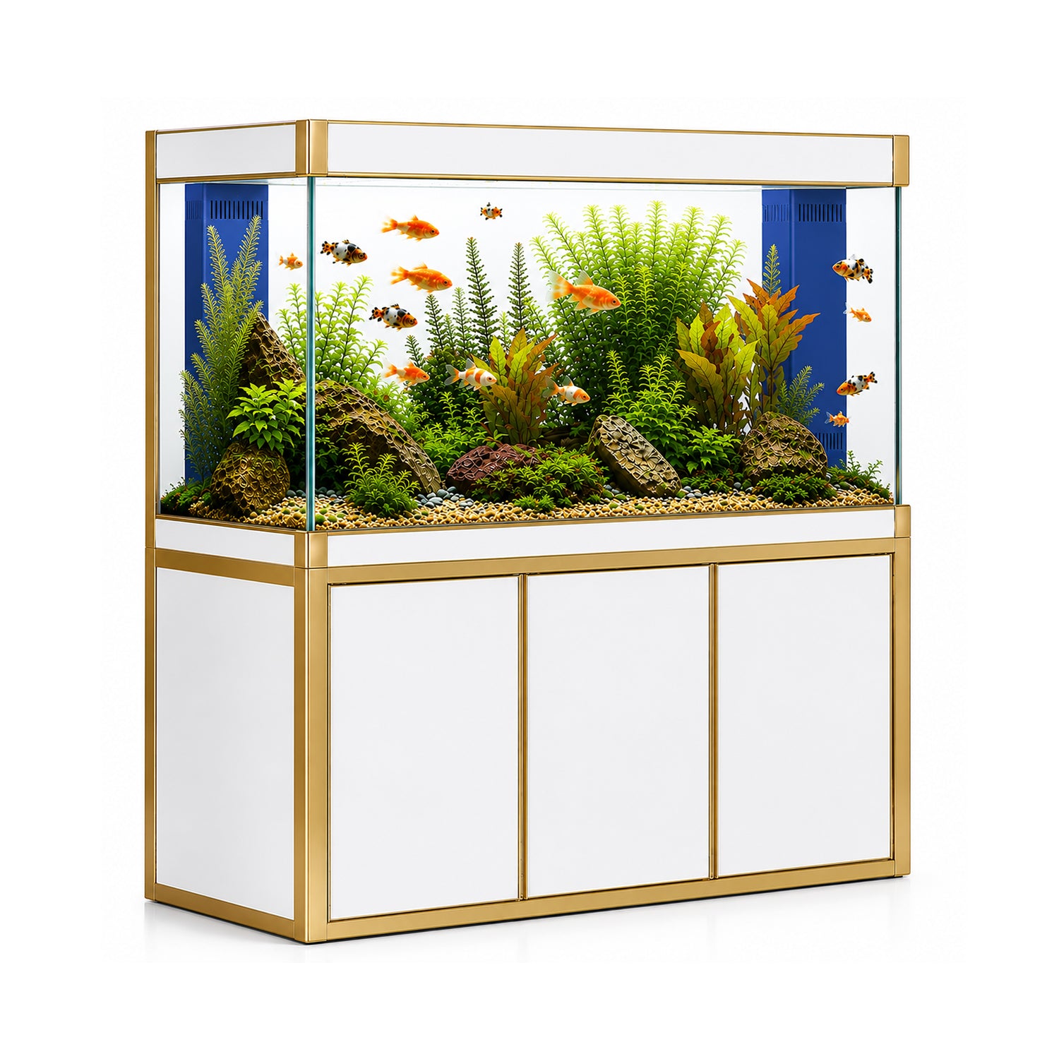 Aqua Dream 135 Gallon Tempered Glass Aquarium White and Gold