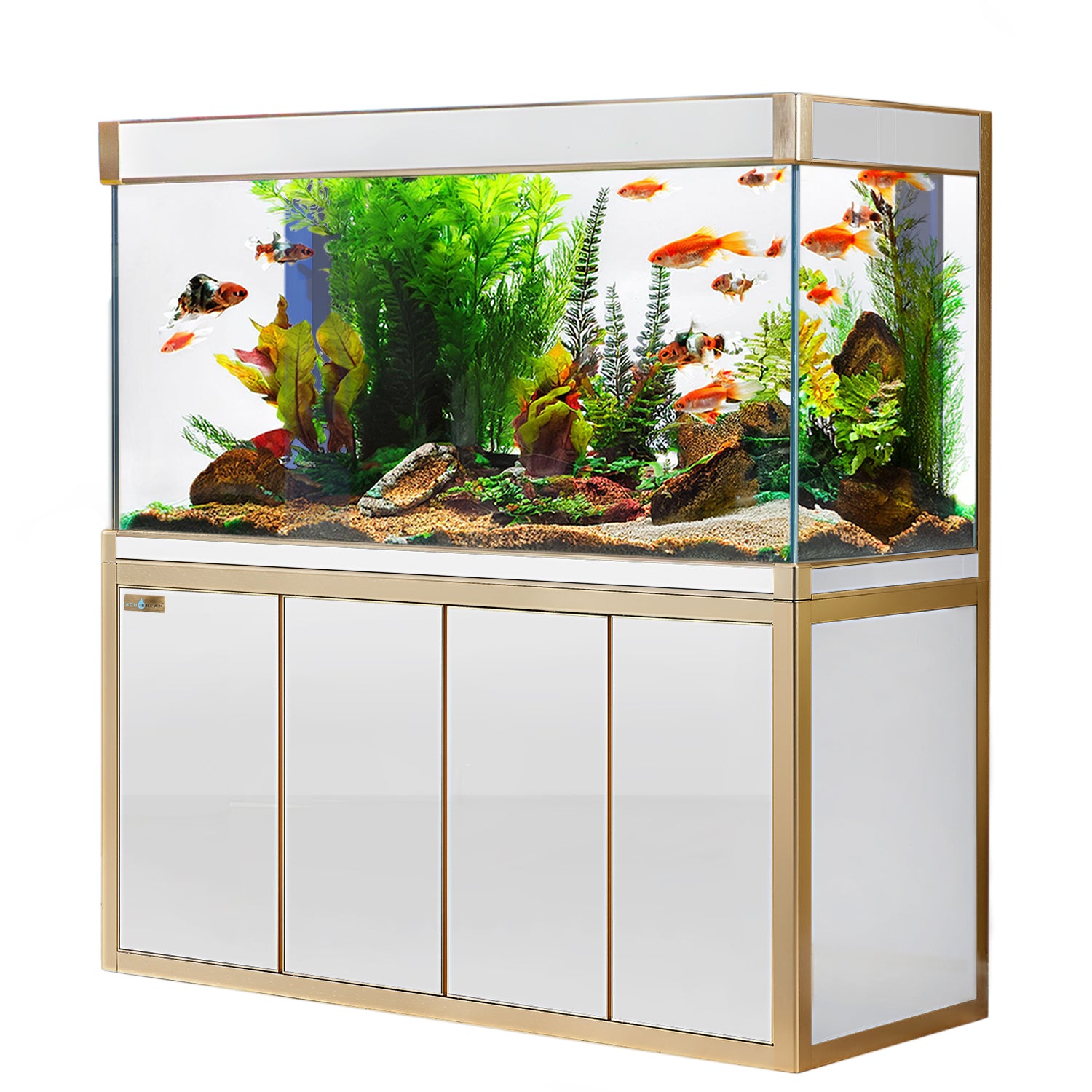 Aqua Dream 220 Gallon Tempered Glass Aquarium White and Gold