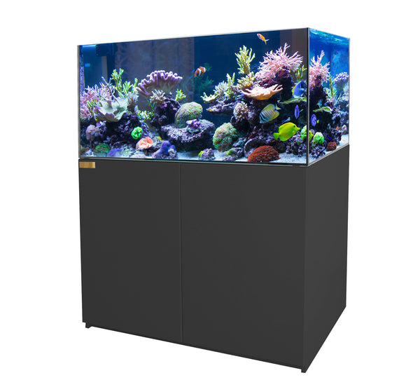 130 Gallon Coral Reef Aquarium Ultra Clear Glass Tank &d Built in Sump All Black