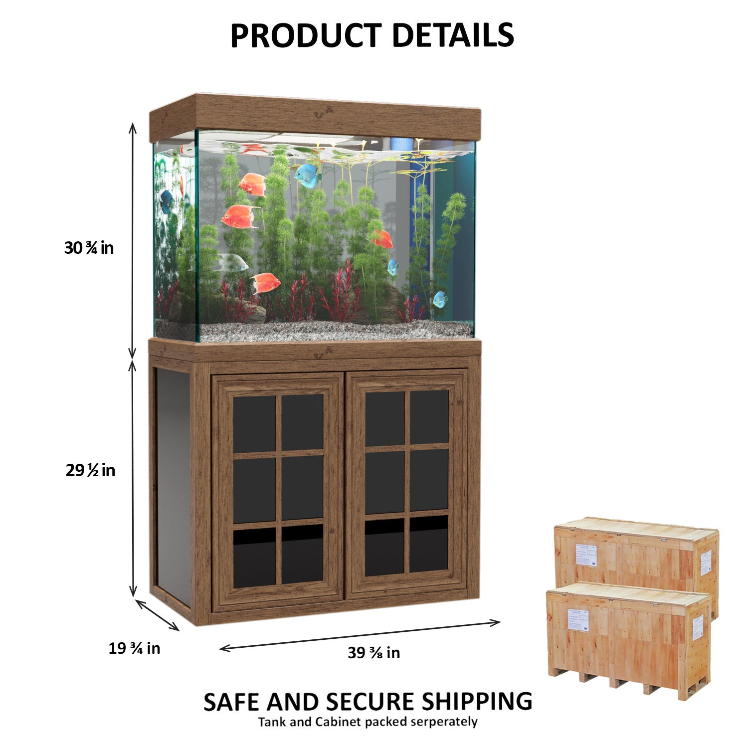 Aqua Dream 100 Gallon Tempered Glass Aquarium Darkwood