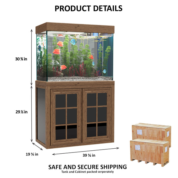 Aqua Dream 100 Gallon Tempered Glass Aquarium Darkwood