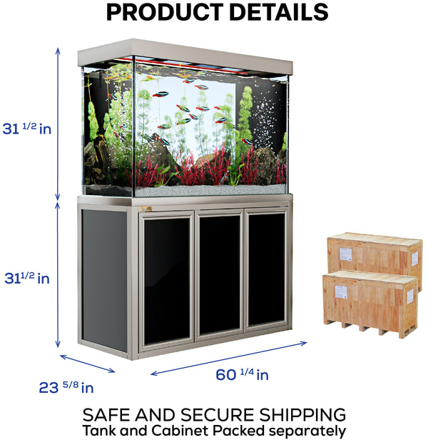 Aqua Dream 235 Gallon Tempered Glass Aquarium Premium Silver