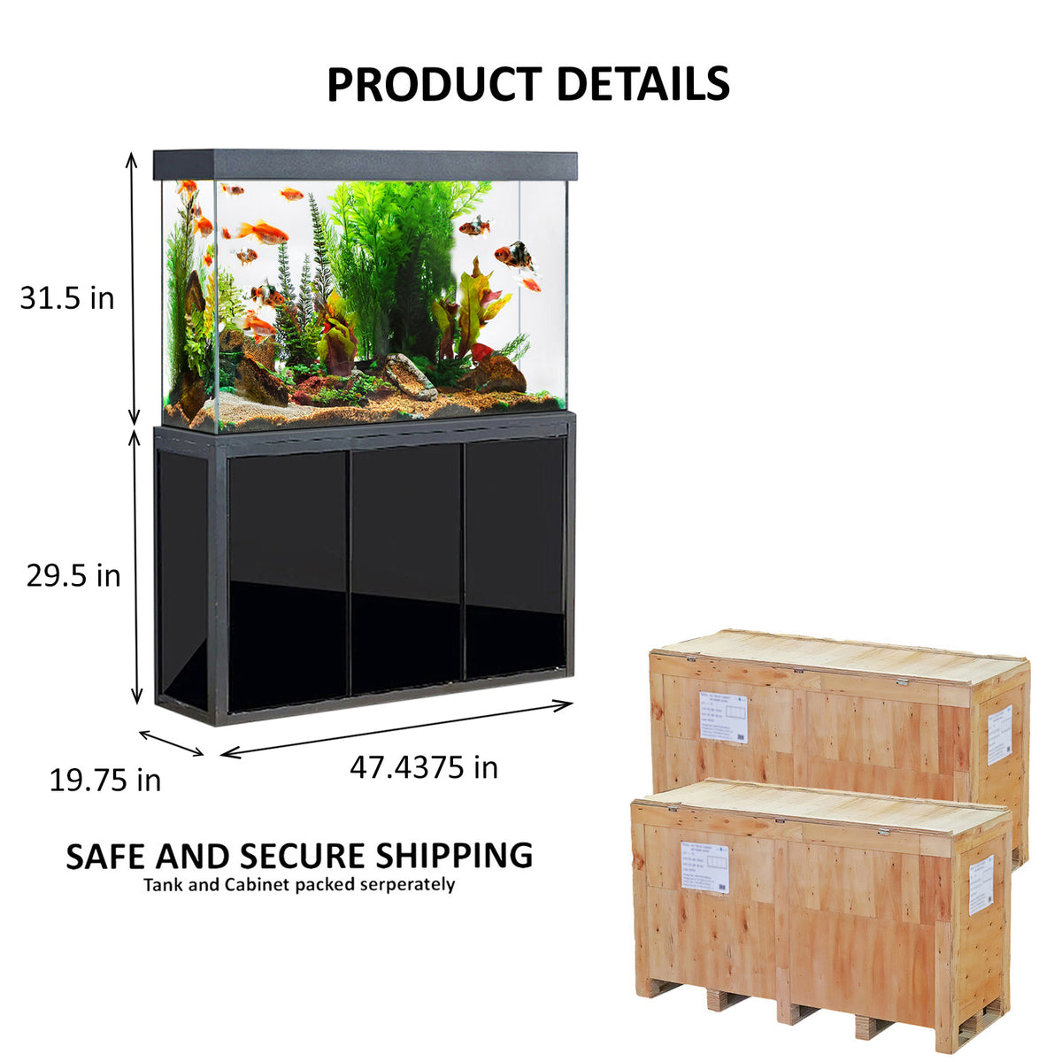 View of 125 Gallon Fish Tank and Stand | Large Aquarium Sets & Bundles