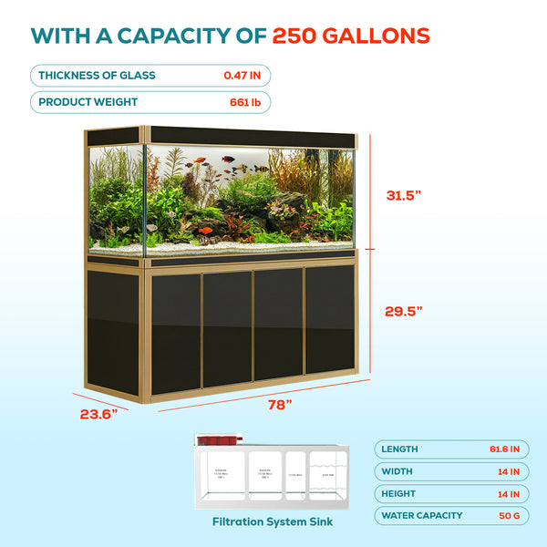 250 gallon aquarium with stand sump and LED black gold