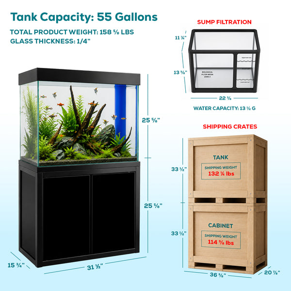 cheap fish tanks and accessories Bestier - 55-75 Gallon Wooden Tank Stand with Storage Cabinet Supports Up to 730 lbs Hose for easy water change AWXZOM Fish Tank Decorations (fish