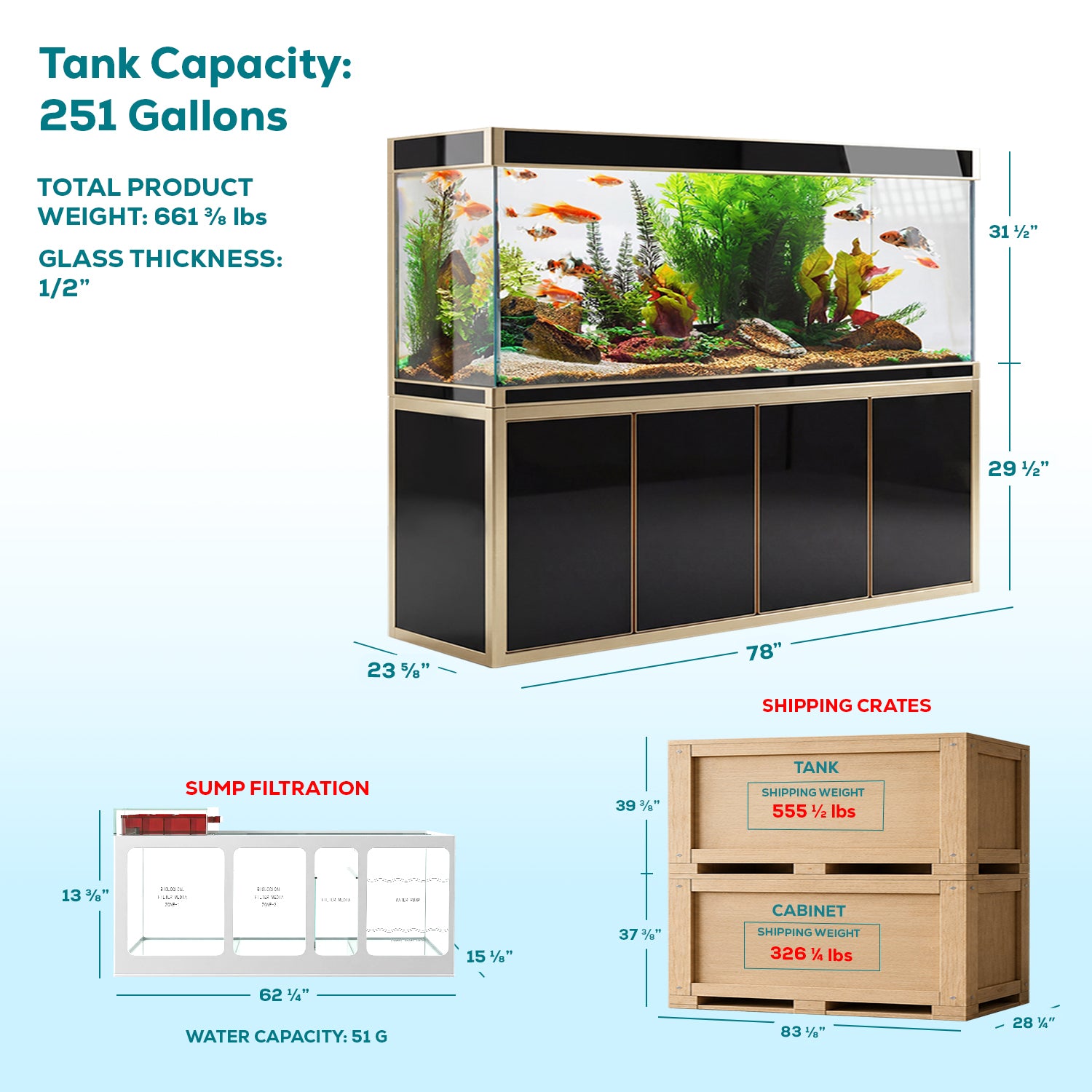 260 gallon luxury glass aquarium