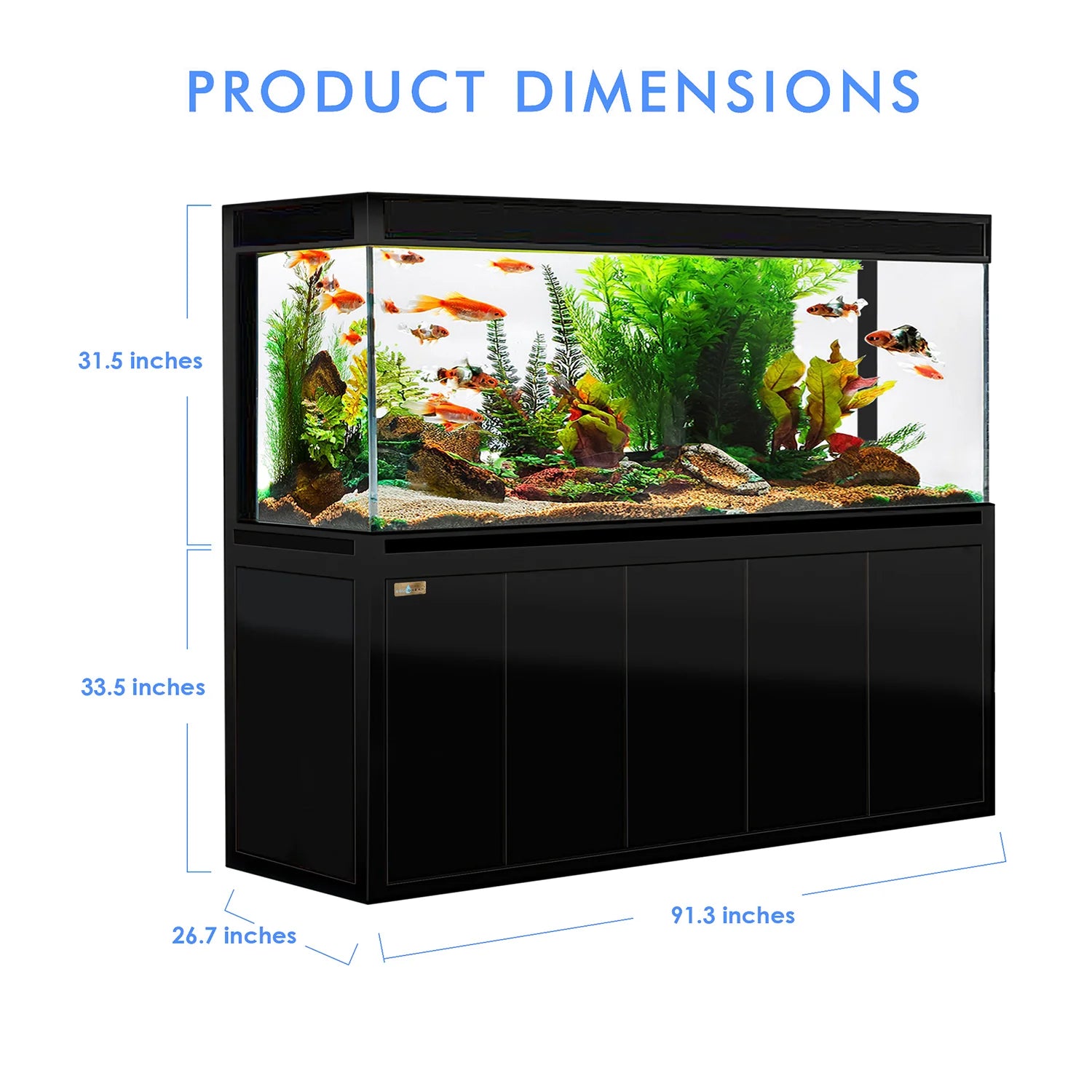 Acuario Big Fish Tank de 400 galones de vidrio templado negro - Actualizado