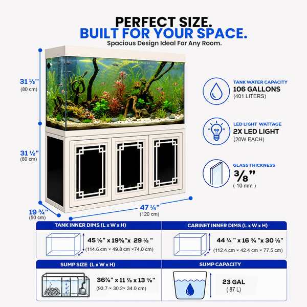 Aqua Dream 145 Gallon Tempered Glass Aquarium Silver Edition