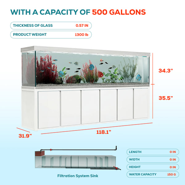 500 gallon aquarium with stand and sump