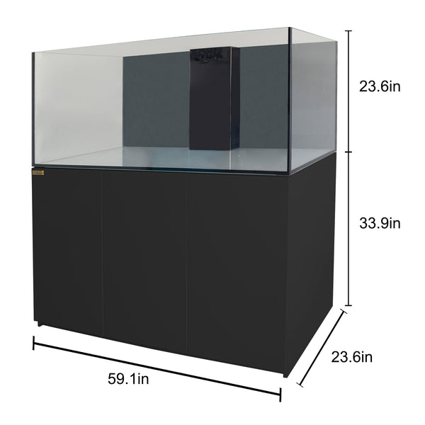 185 Gallon Coral Reef Aquarium Ultra Clear Glass Fish Tank with Built in Filter All Black