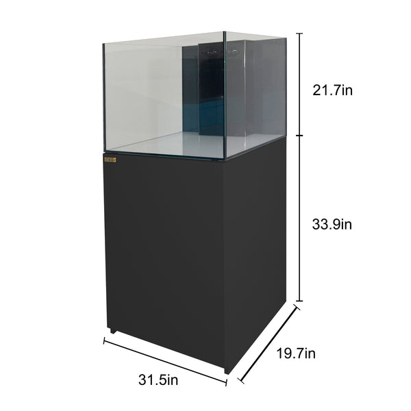 Coral Reef Aquarium 90 Gallon Ultra Clear Glass Tank & Built in Sump All Black