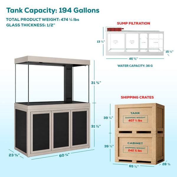 Aqua Dream 235 Gallon Tempered Glass Aquarium Premium Silver