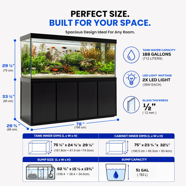 Aqua Dream 260 Gallon Aquarium Black Premium