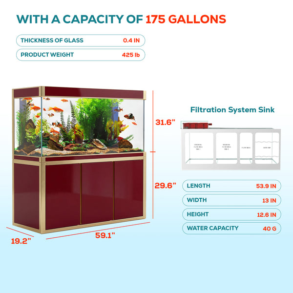 175 gallon aquarium with stand sump and LED red gold