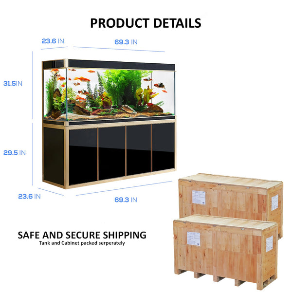 Acuario Aqua Dream Fish Tank de 220 galones de vidrio templado negro y dorado