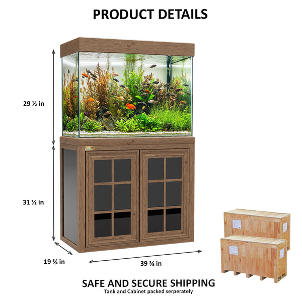 Aqua Dream 100 Gallon Tempered Glass Aquarium Darkwood