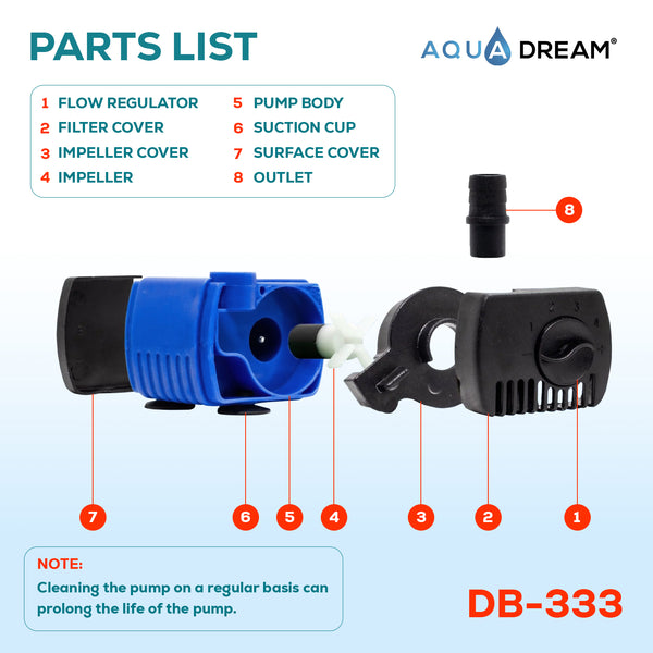 Aqua Dream 90 GPH Adjustable Submersible Pump Aquarium Powerhead