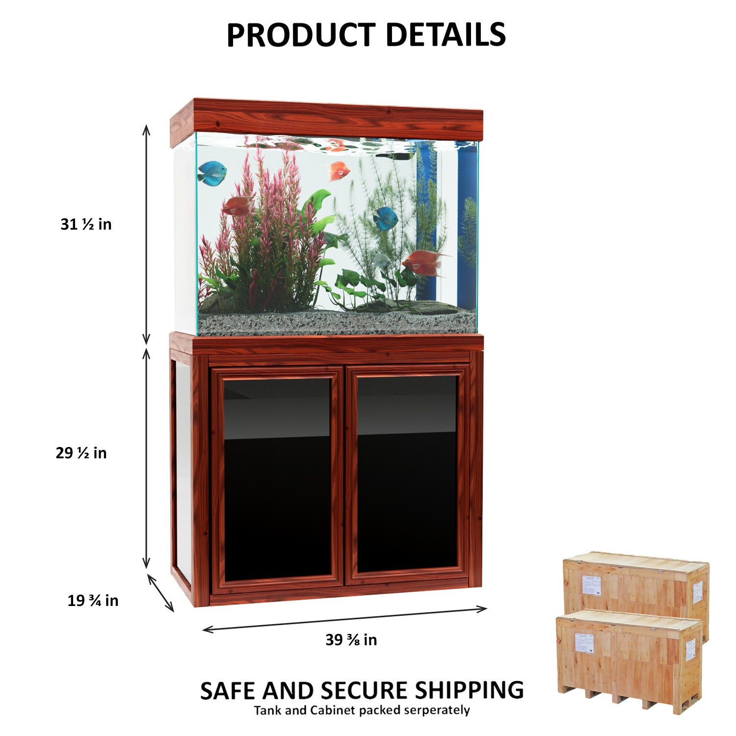 Aqua Dream 100 Gallon Tempered Glass Aquarium in Redwood