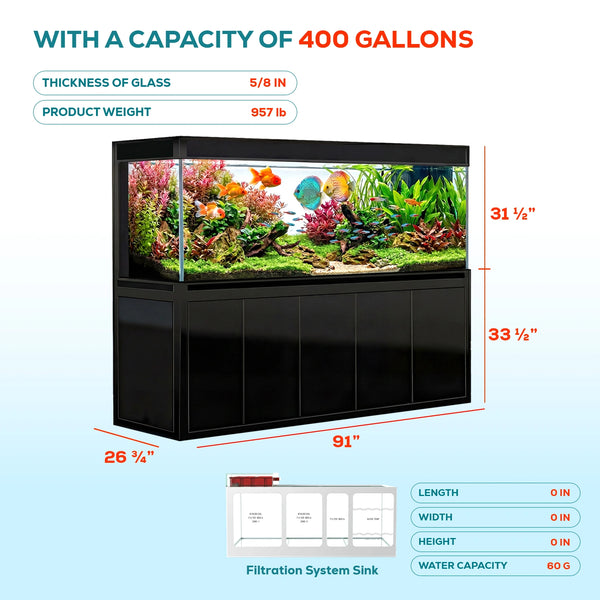 Big Fish Tank 400 Gallon Tempered Glass Aquarium Black