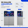 100 Gallon Fish Tank Coral Reef Aquarium With Stand, Built in Sump, Ultra Clear Glass - Silver