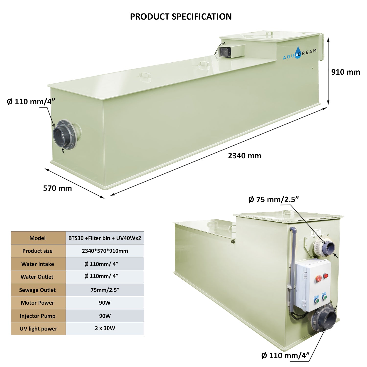 Macro Drum Pond Filter with Filter Media, Integrated Filtration Equipment, 30 Tons 8000 GPH  Efficient Filter Media