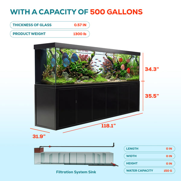 large aquarium all-in-one system with LED black