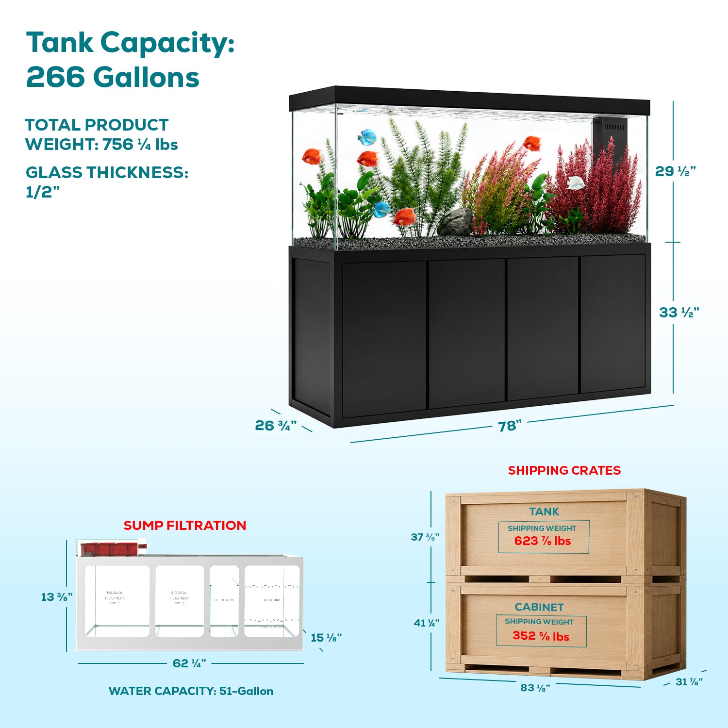 Aqua Dream 260 Gallon Aquarium Black Premium