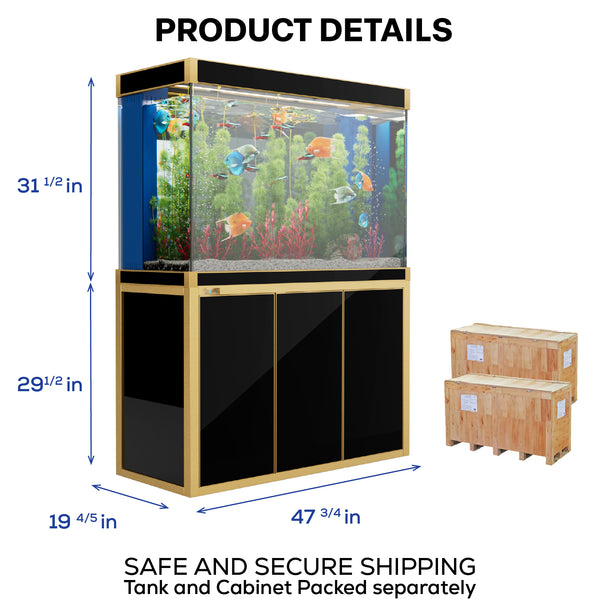 Aqua Dream 135 Gallon Tempered Glass Aquarium Black With Gold