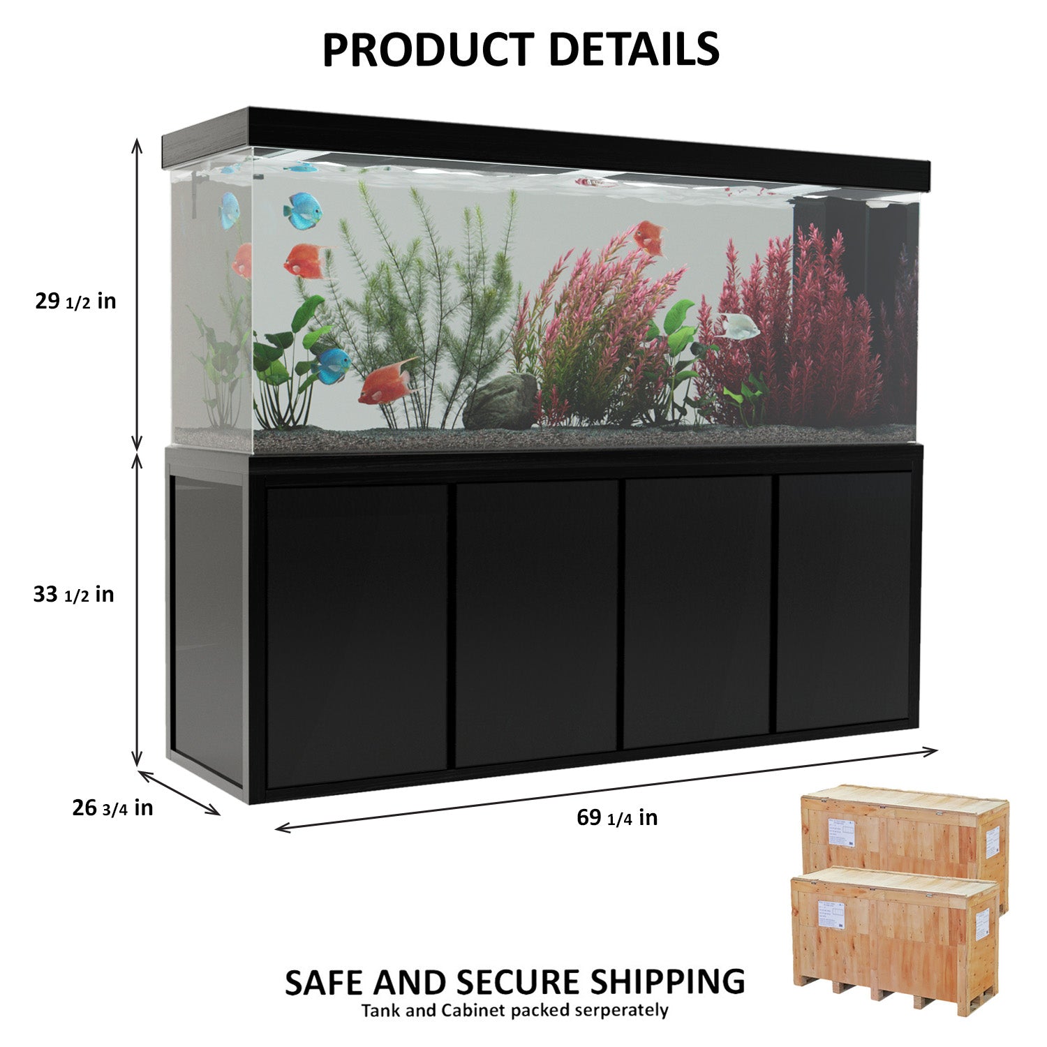 Aqua Dream 230 Gallon Tempered Glass Aquarium Black Premium