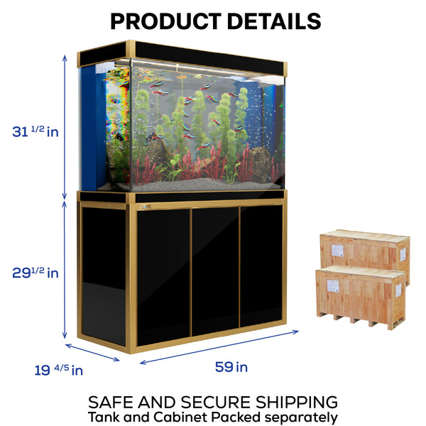 Aqua Dream 175 Gallon Tempered Glass Aquarium Black and Gold